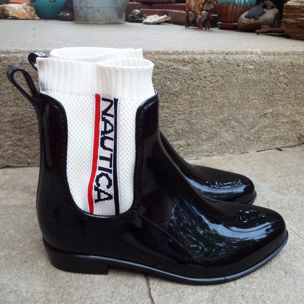 NAUTICA Rubber Spell Out Logo Rain Boots (NEW)